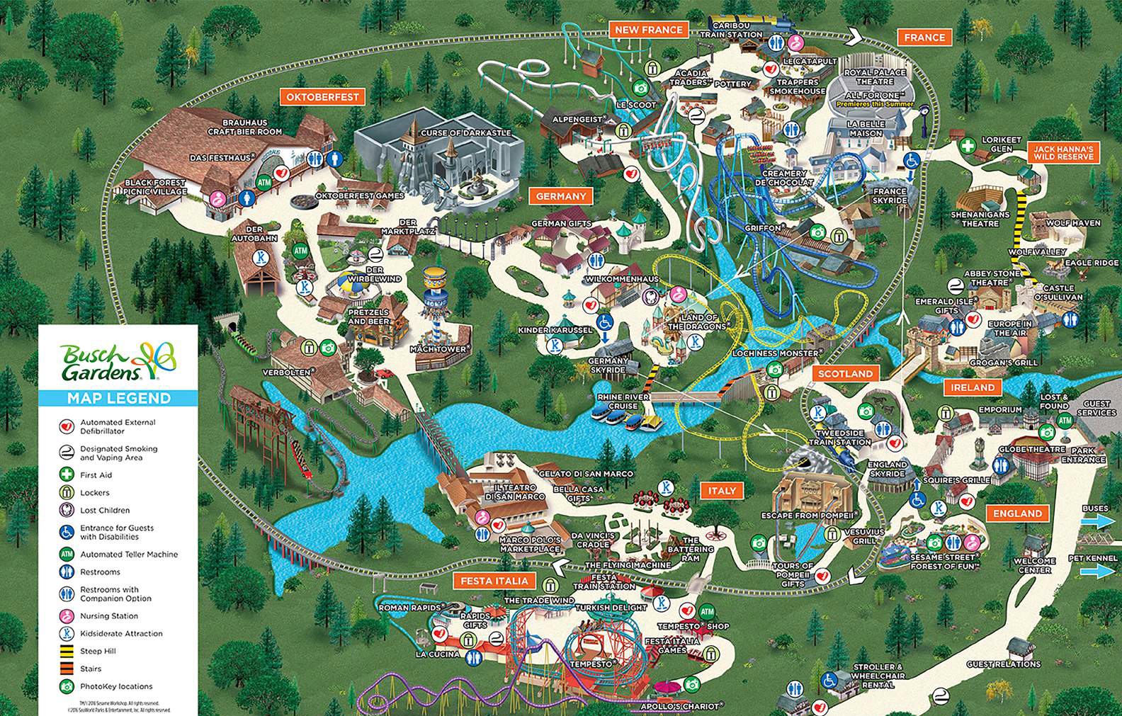 Busch Gardens Williamsburg 2017 Map